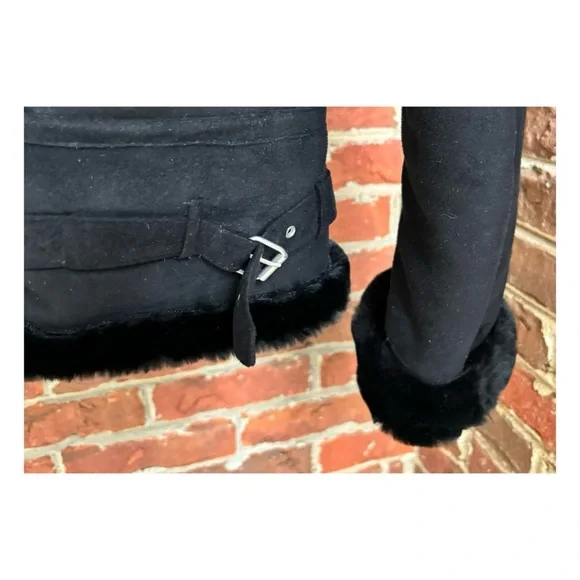 NWOT Club Monaco Woman’s Shearling Aviator Jacket In BlackSize XS